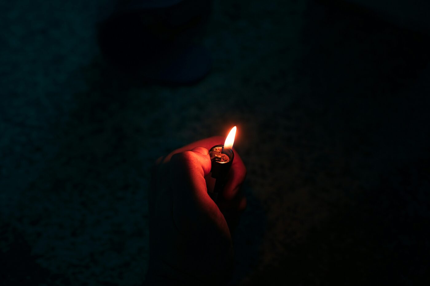 Lighter flame in the dark